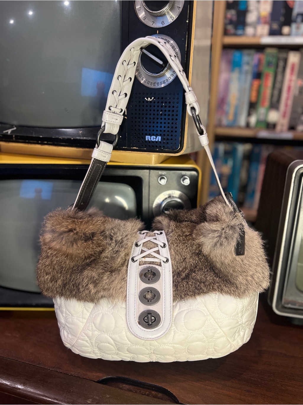 Coach Soho Rabbit Fur Hobo Bag Rare Ivory White | Y2k Vintage 2004